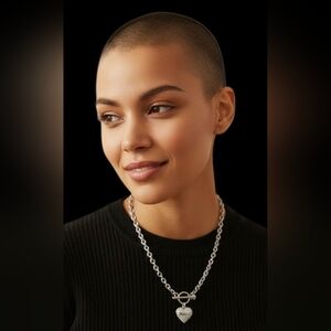 Guess Silver Heart Toggle Necklace